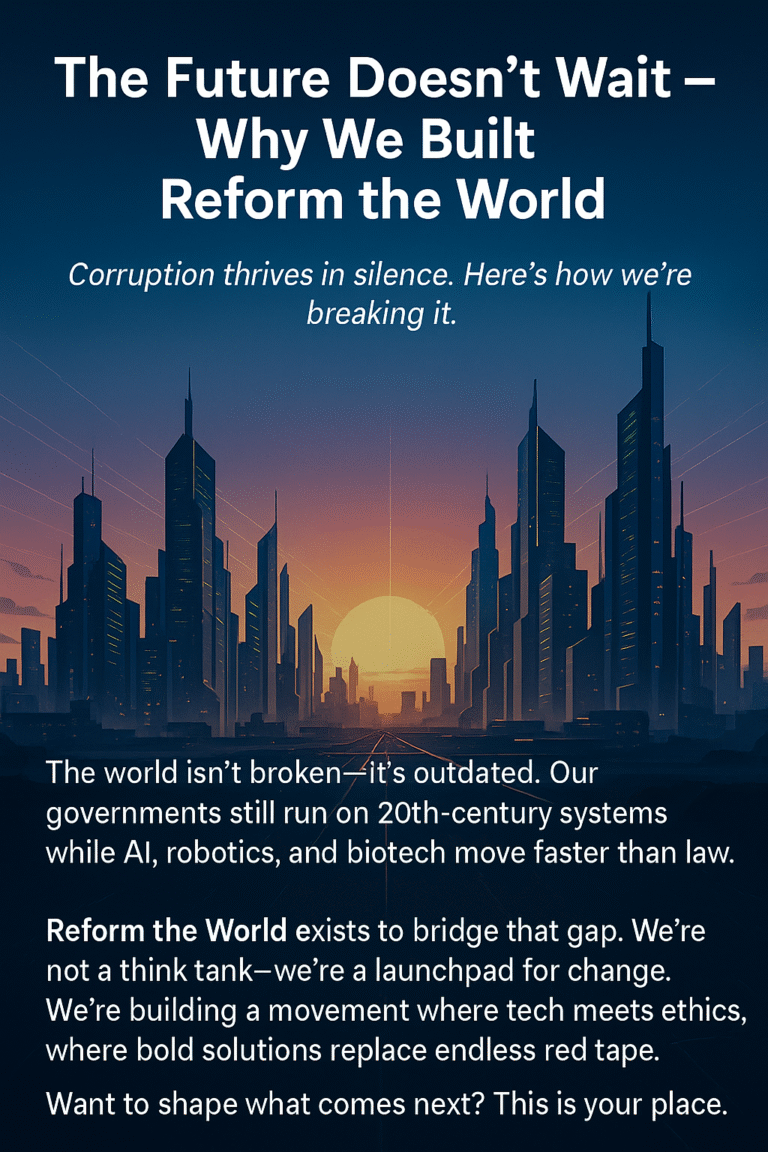 Futuristic city grid symbolizing AI-led reform