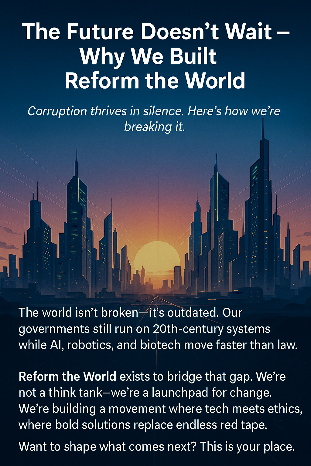 Futuristic city grid symbolizing AI-led reform